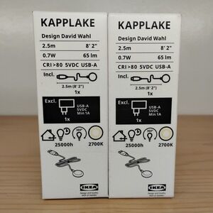 Ikea KAPPLAKE LED spotlight white USB Powered, For Cabinets 2 Packs NEW Open Box